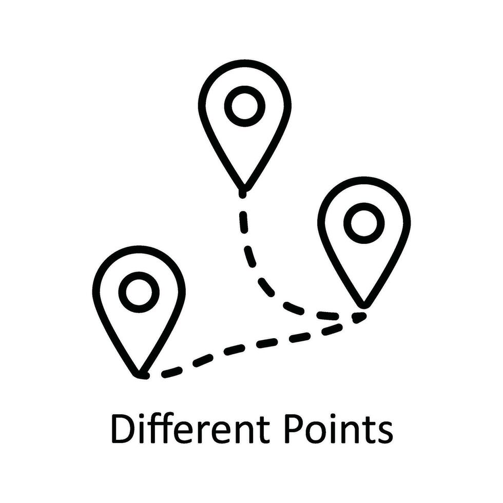 Different Points Vector  outline Icon Design illustration. Map and Navigation Symbol on White background EPS 10 File