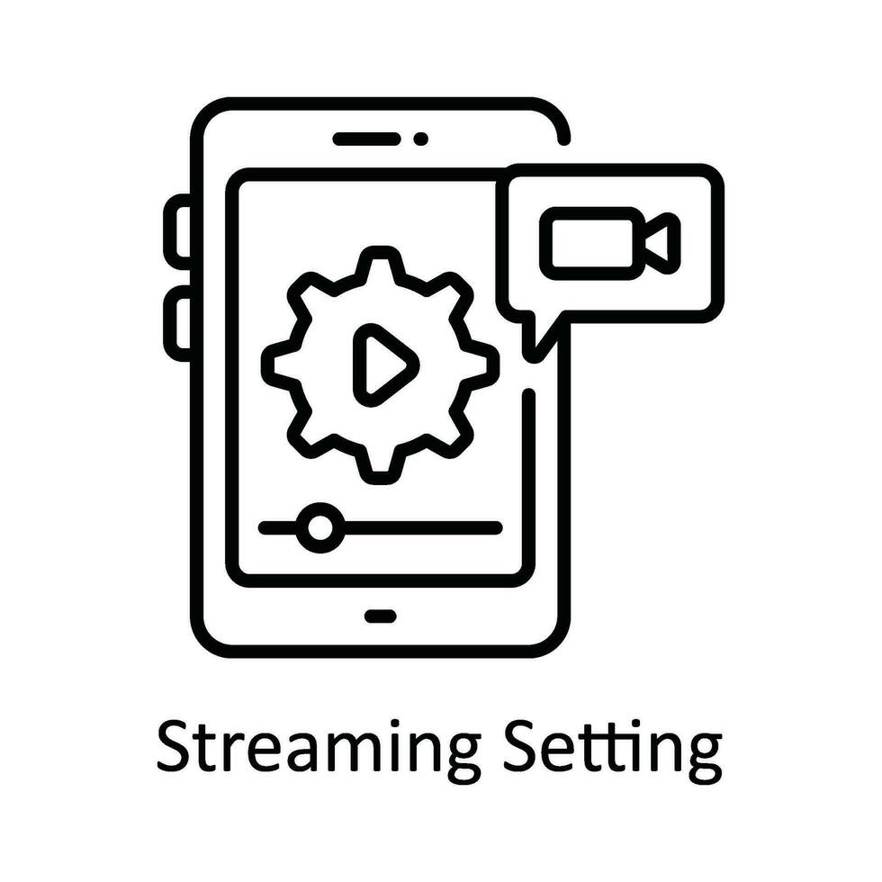 Streaming Setting Vector   outline Icon Design illustration. Online streaming Symbol on White background EPS 10 File