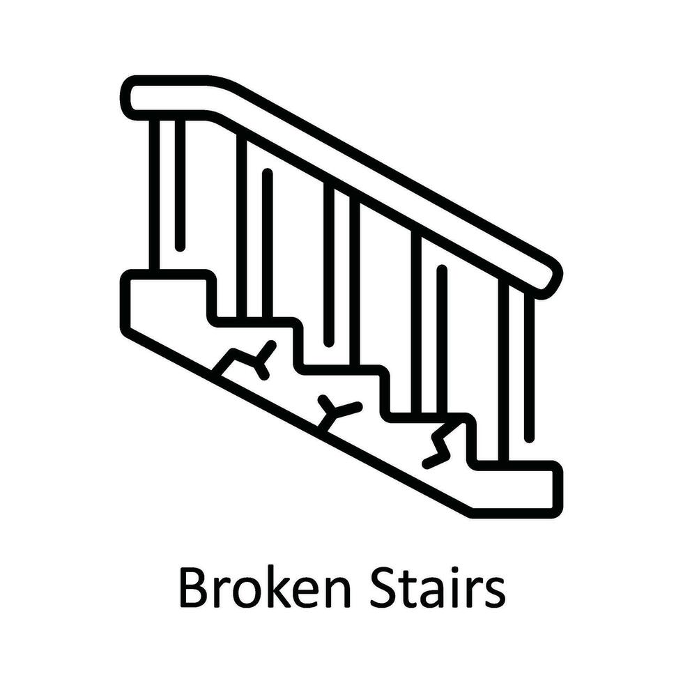 Broken Stairs Vector  outline Icon Design illustration. Home Repair And Maintenance Symbol on White background EPS 10 File