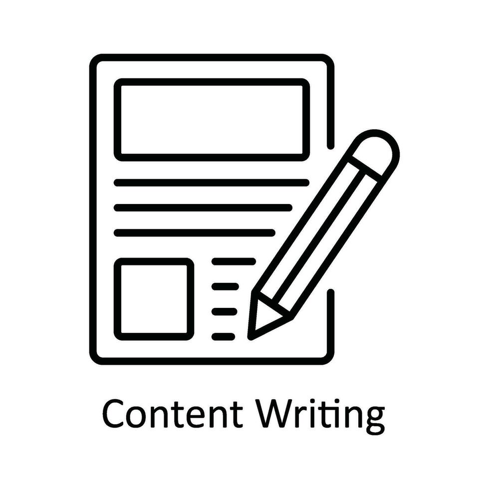 Content Writing Vector outline Icon Design illustration. Online
