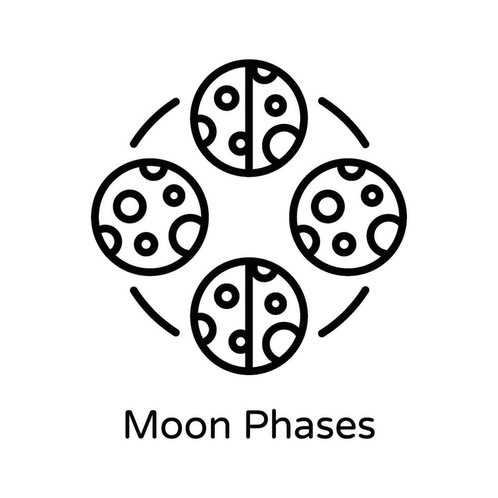 Moon Phases Vector  outline Icon Design illustration. Astrology And Zodiac Signs Symbol on White background EPS 10 File