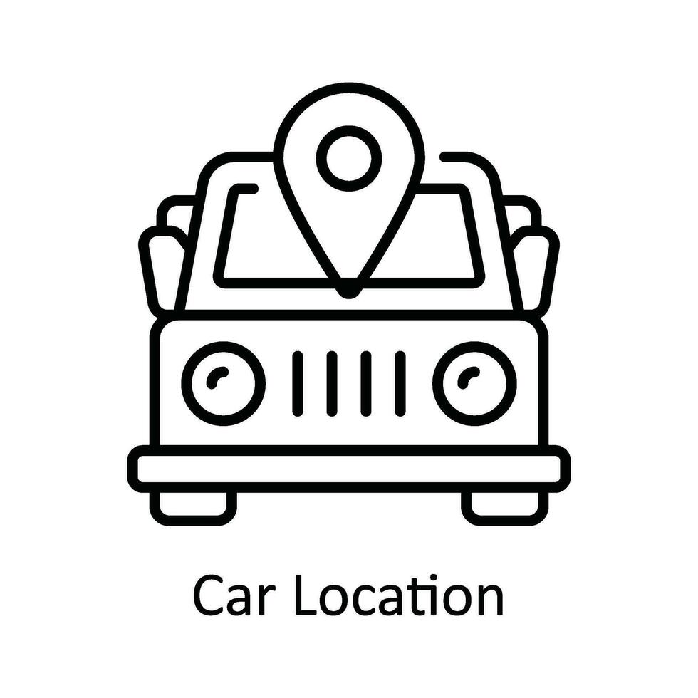 Car Location Vector  outline Icon Design illustration. Map and Navigation Symbol on White background EPS 10 File