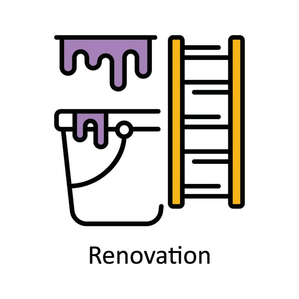 renovación vector llenar contorno icono diseño ilustración. hogar reparar y mantenimiento símbolo en blanco antecedentes eps 10 archivo