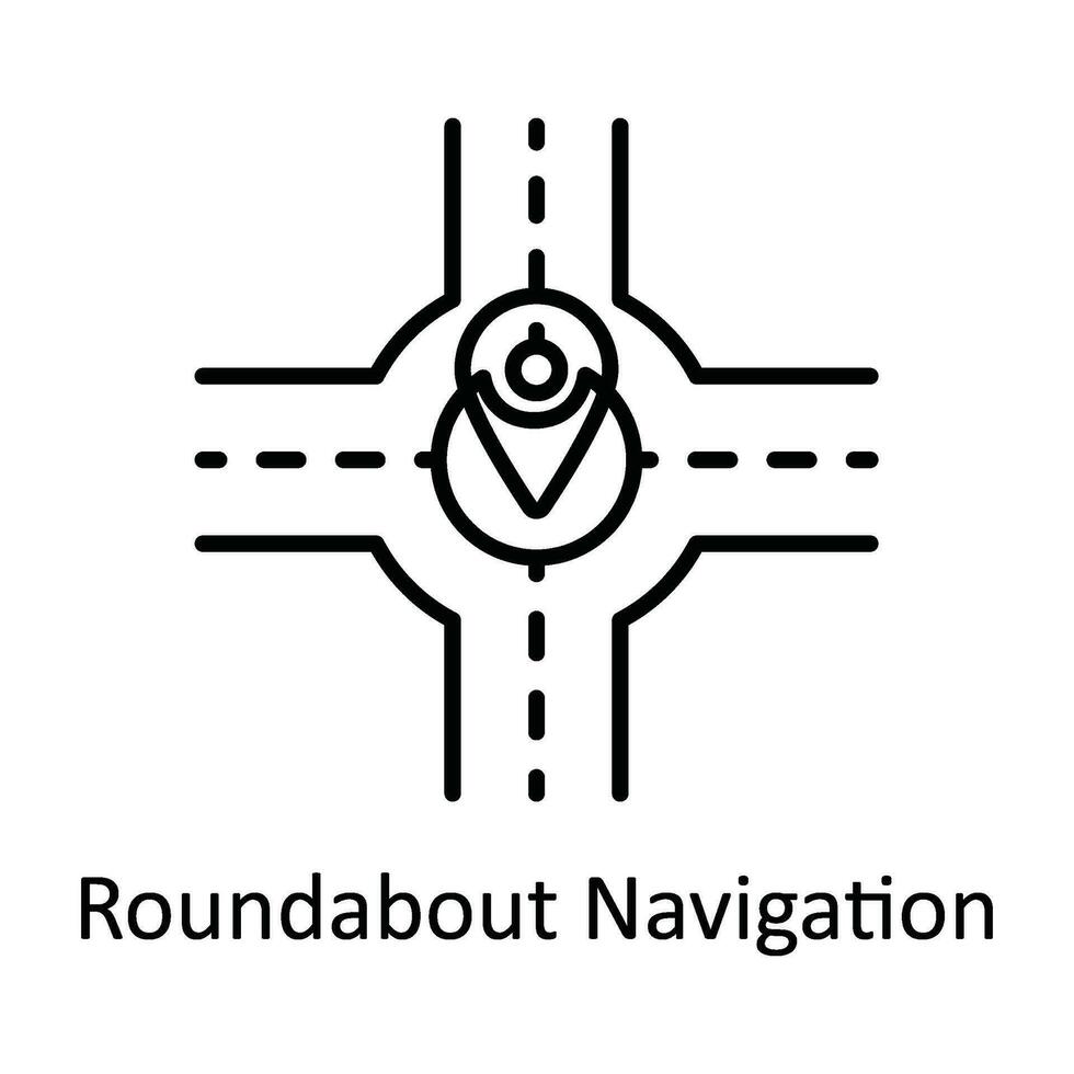 Roundabout Navigation Vector  outline Icon Design illustration. Map and Navigation Symbol on White background EPS 10 File