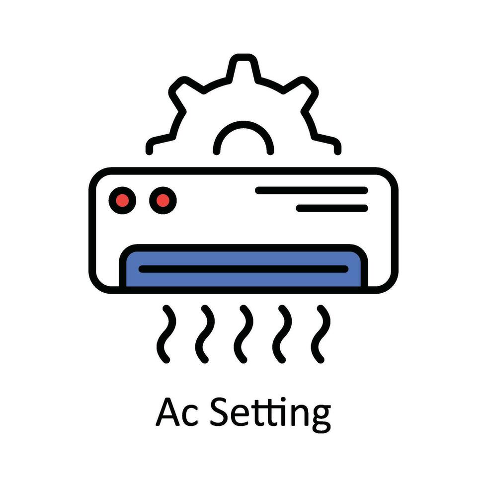 Ac Setting Vector Fill outline Icon Design illustration. Home Repair And Maintenance Symbol on White background EPS 10 File