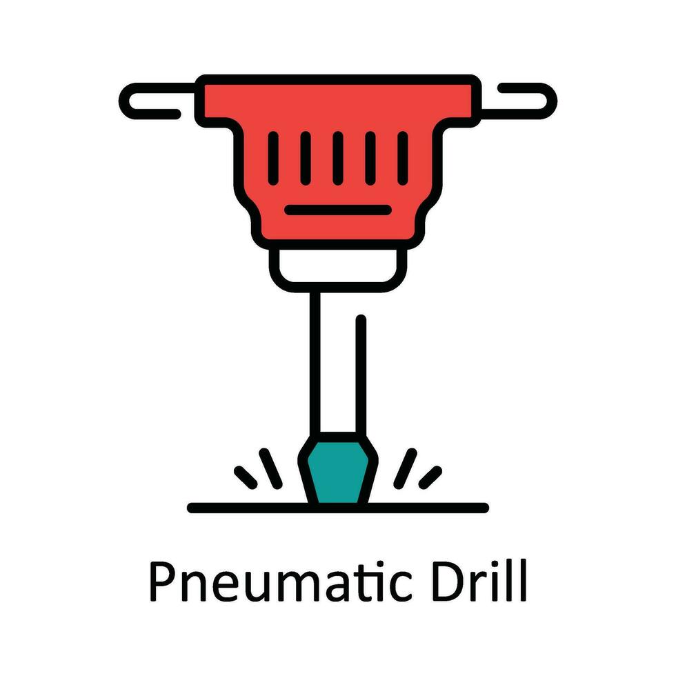 Pneumatic Drill Vector Fill outline Icon Design illustration. Home Repair And Maintenance Symbol on White background EPS 10 File