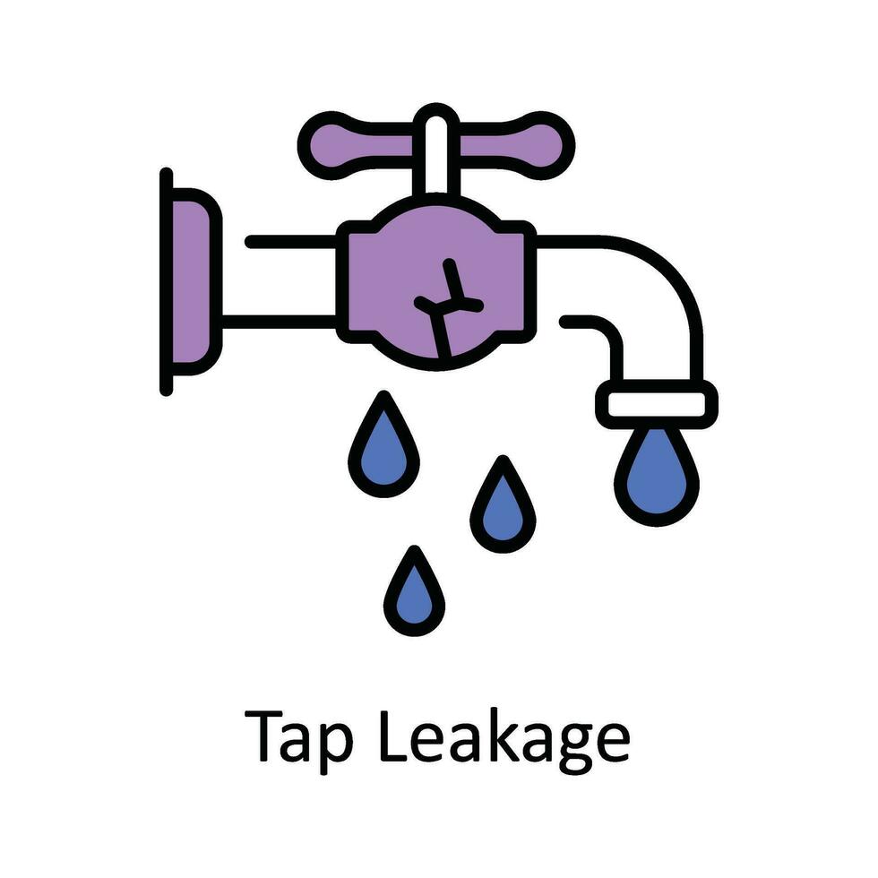 Tap Leakage Vector Fill outline Icon Design illustration. Home Repair And Maintenance Symbol on White background EPS 10 File