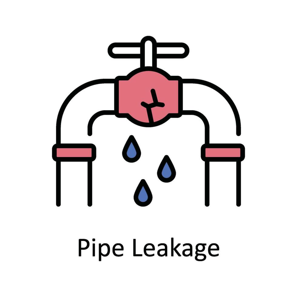 Pipe Leakage Vector Fill outline Icon Design illustration. Home Repair And Maintenance Symbol on White background EPS 10 File