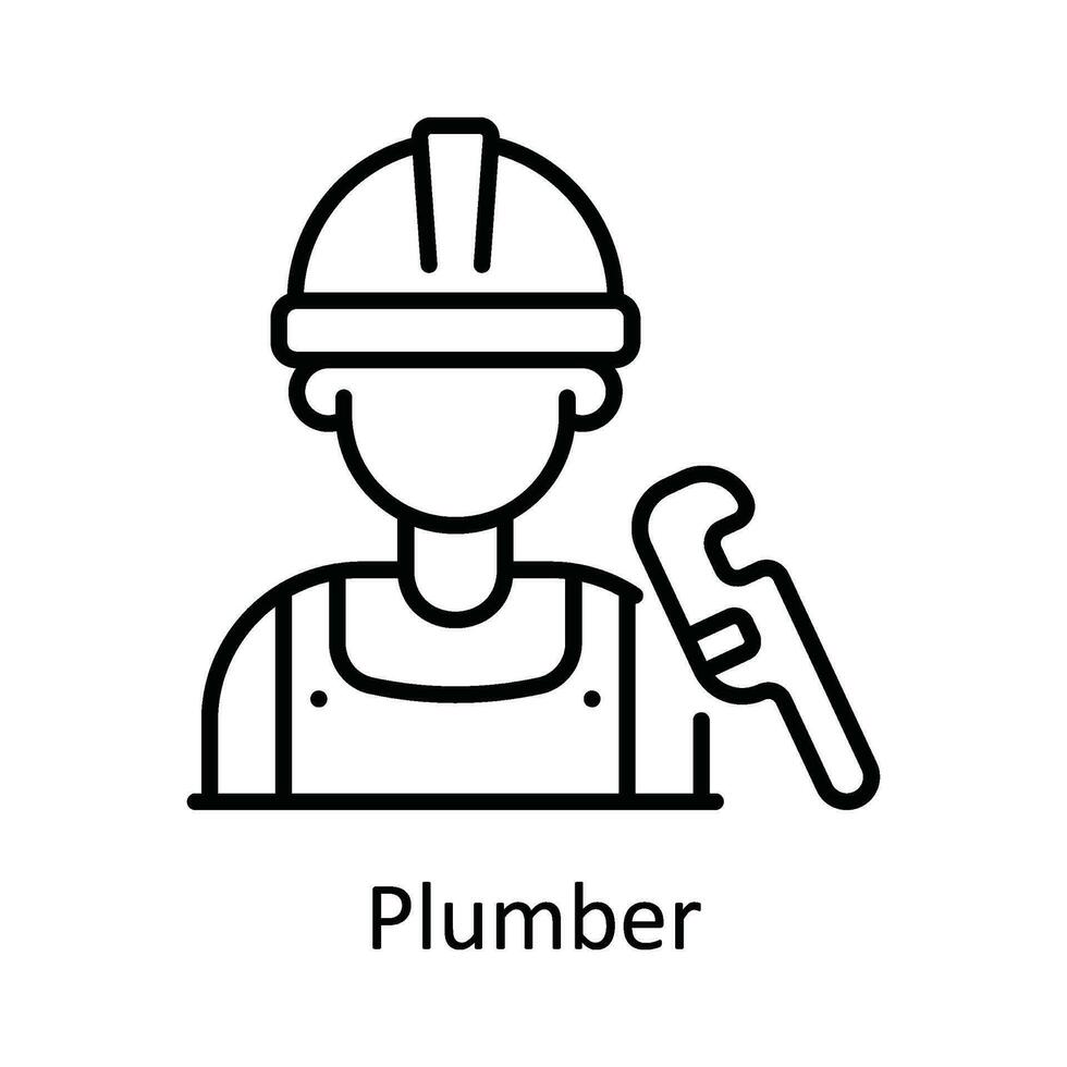 Plumber Vector  outline Icon Design illustration. Home Repair And Maintenance Symbol on White background EPS 10 File