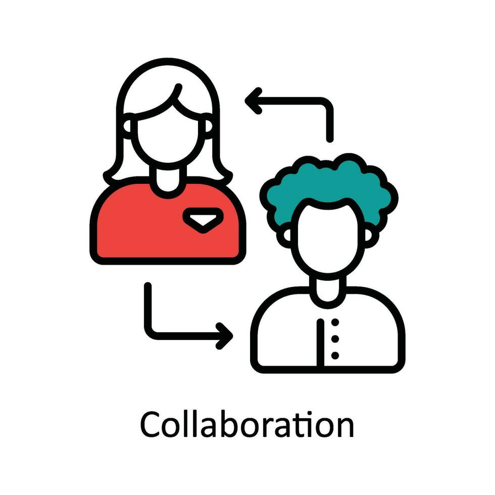 Collaboration Vector Fill outline Icon Design illustration. Product Management Symbol on White background EPS 10 File