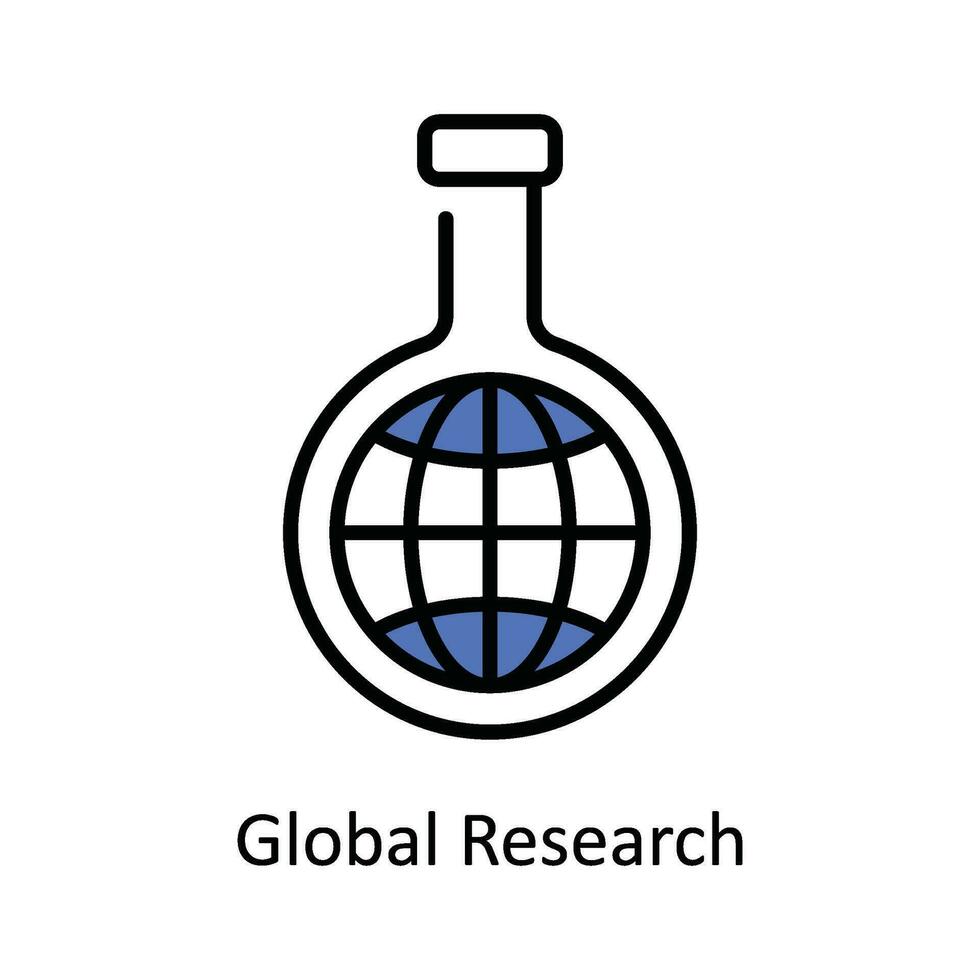 Global Research Vector Fill outline Icon Design illustration. Digital Marketing  Symbol on White background EPS 10 File