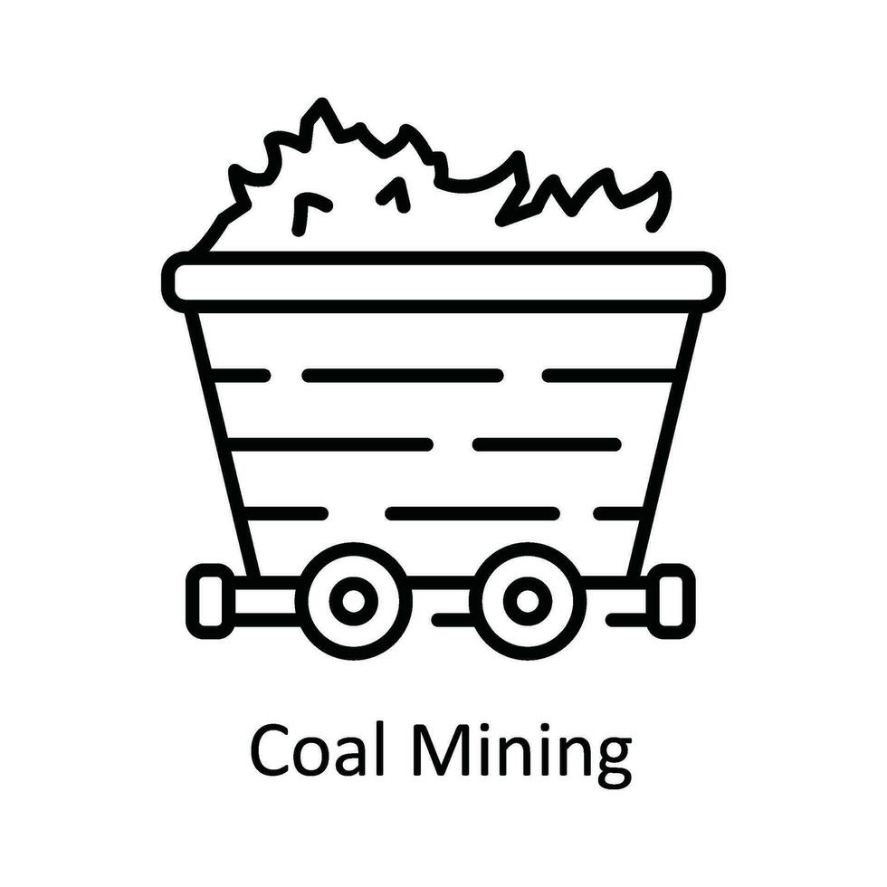 Coal Mining Vector  outline Icon Design illustration. Smart Industries Symbol on White background EPS 10 File