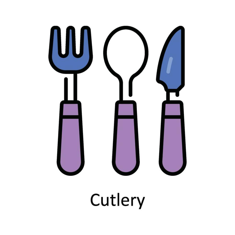 Cutlery Vector Fill outline Icon Design illustration. Travel and Hotel Symbol on White background EPS 10 File
