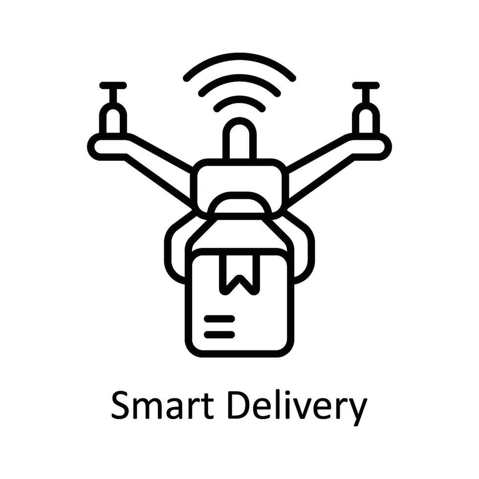 Smart Delivery Vector  outline Icon Design illustration. Smart Industries Symbol on White background EPS 10 File