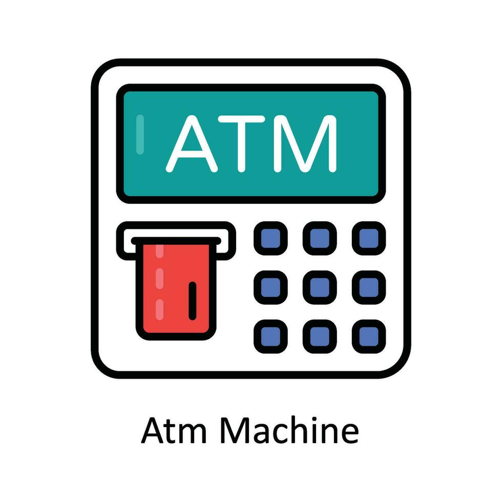 Atm Machine Vector Fill outline Icon Design illustration. Travel and Hotel Symbol on White background EPS 10 File