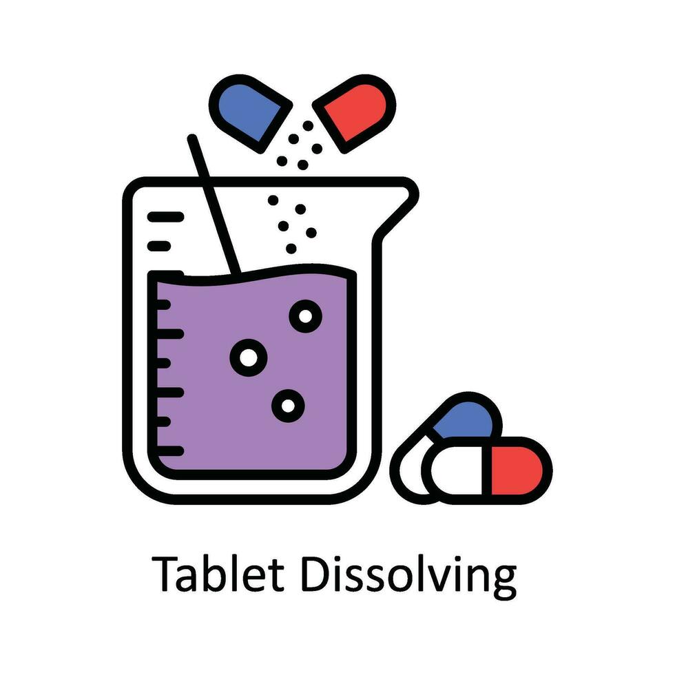 Tablet Dissolving Vector Fill outline Icon Design illustration. Pharmacy  Symbol on White background EPS 10 File