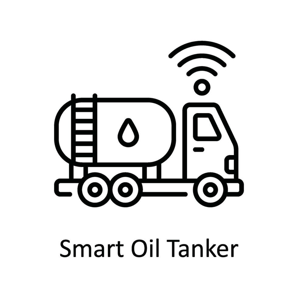 Smart Oil Tanker Vector  outline Icon Design illustration. Smart Industries Symbol on White background EPS 10 File
