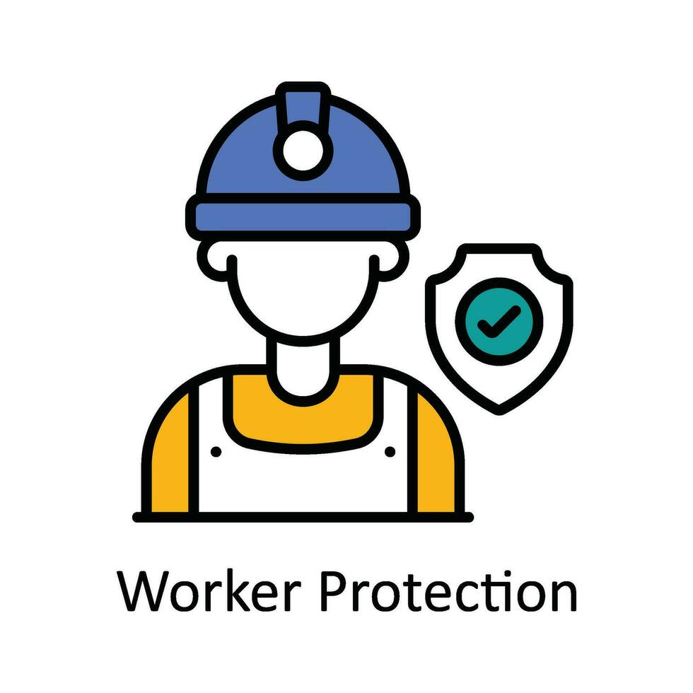 Worker Protection Vector Fill outline Icon Design illustration. Smart Industries Symbol on White background EPS 10 File