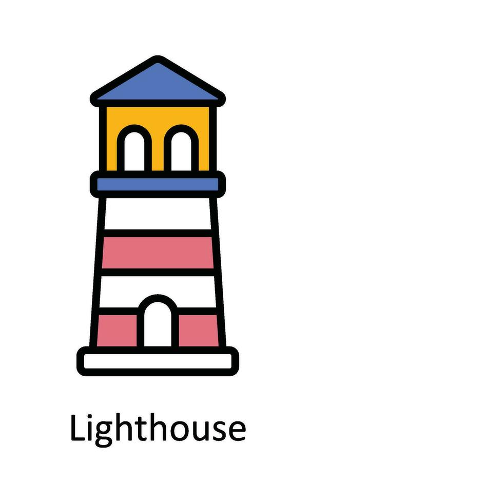 Lighthouse Vector Fill outline Icon Design illustration. Travel and Hotel Symbol on White background EPS 10 File