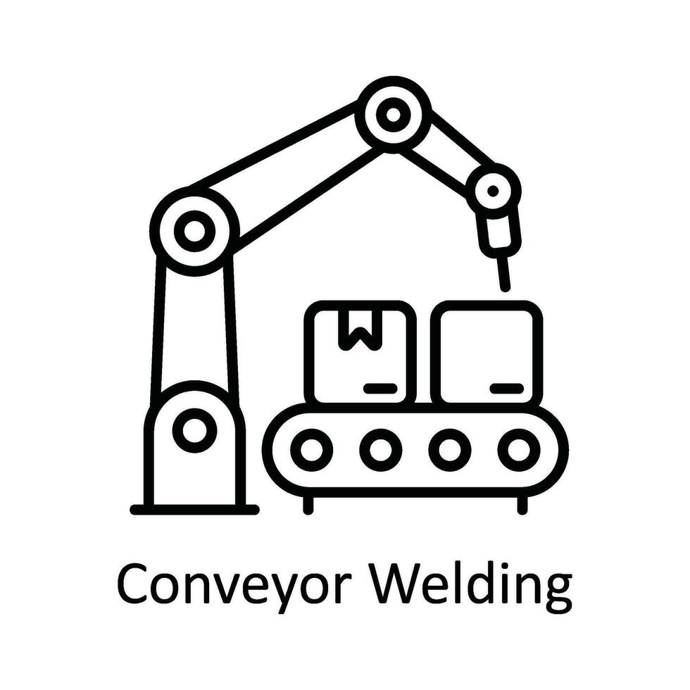 Conveyor Welding Vector  outline Icon Design illustration. Smart Industries Symbol on White background EPS 10 File
