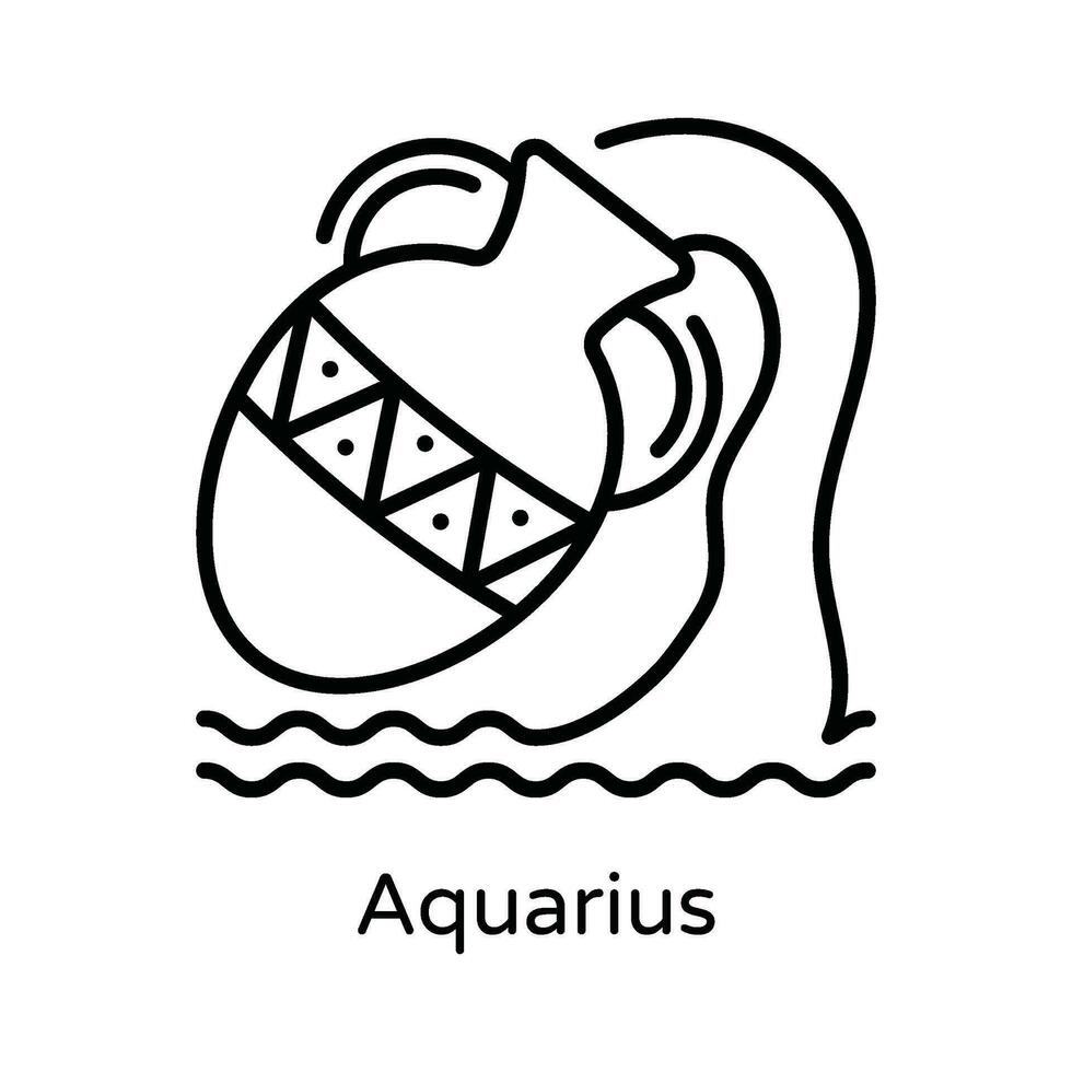 Aquarius  Vector  outline Icon Design illustration. Astrology And Zodiac Signs Symbol on White background EPS 10 File