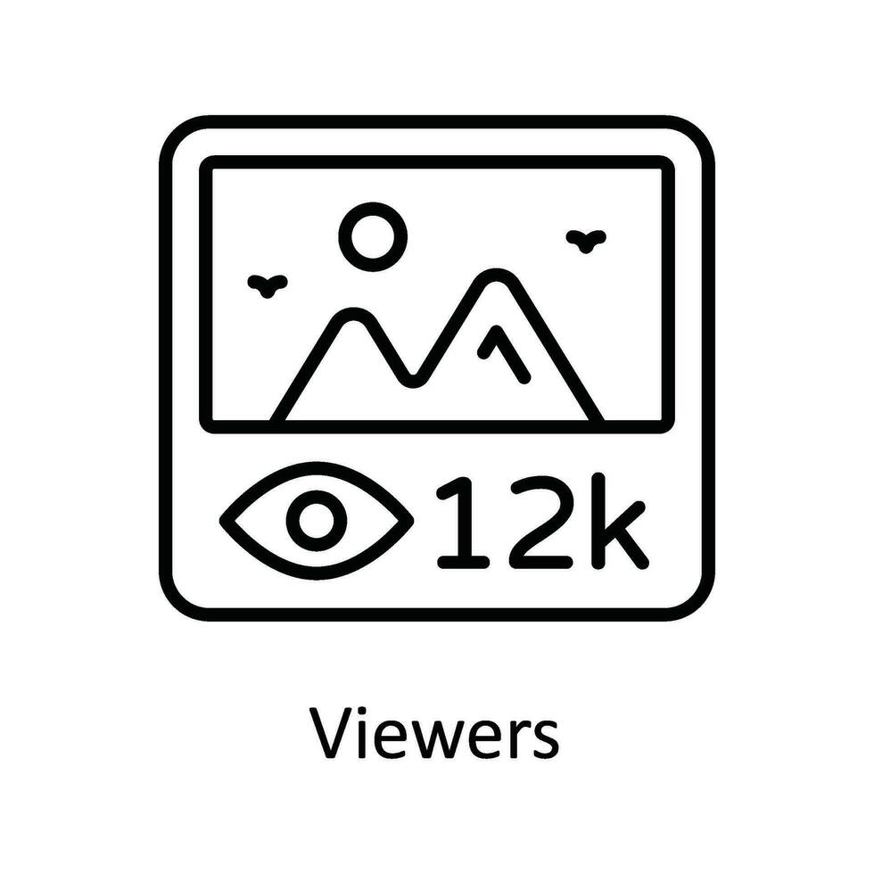 Viewers Vector   outline Icon Design illustration. Online streaming Symbol on White background EPS 10 File