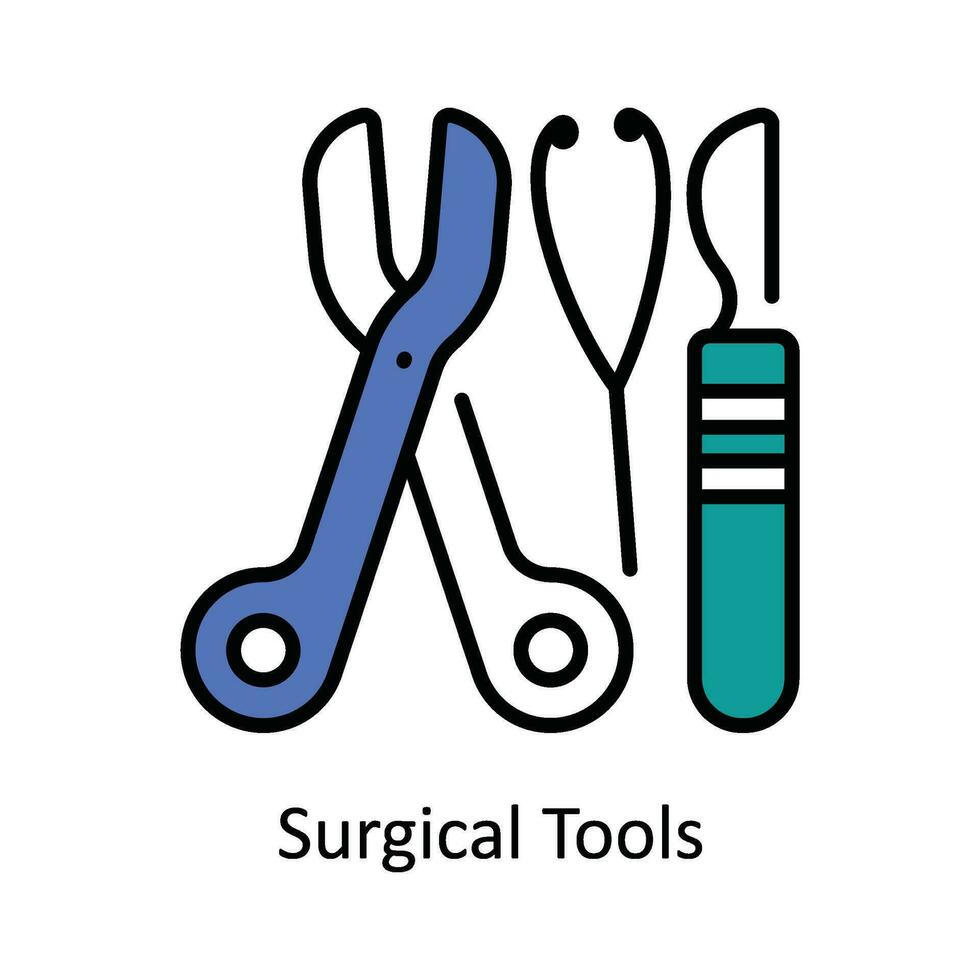Surgical Tools Vector Fill outline Icon Design illustration. Pharmacy  Symbol on White background EPS 10 File