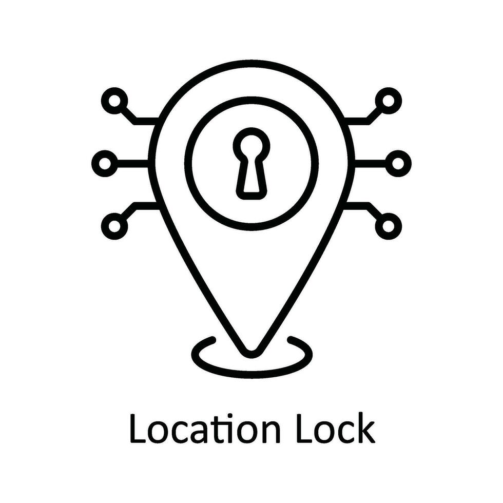 Location Lock Vector  outline Icon Design illustration. Map and Navigation Symbol on White background EPS 10 File