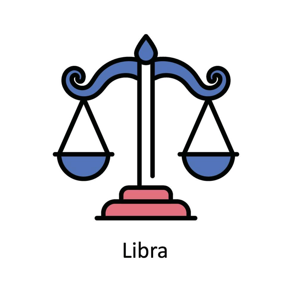 Libra Vector Fill outline Icon Design illustration. Astrology And Zodiac Signs Symbol on White background EPS 10 File