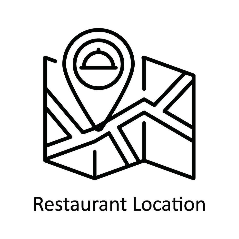 restaurante ubicación vector contorno icono diseño ilustración. mapa y navegación símbolo en blanco antecedentes eps 10 archivo