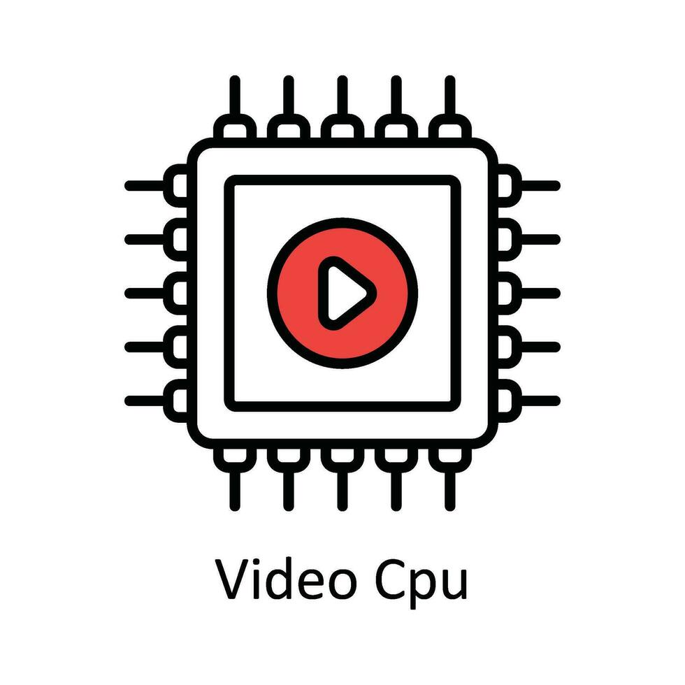 Video Cpu Vector  Fill outline Icon Design illustration. Online streaming Symbol on White background EPS 10 File