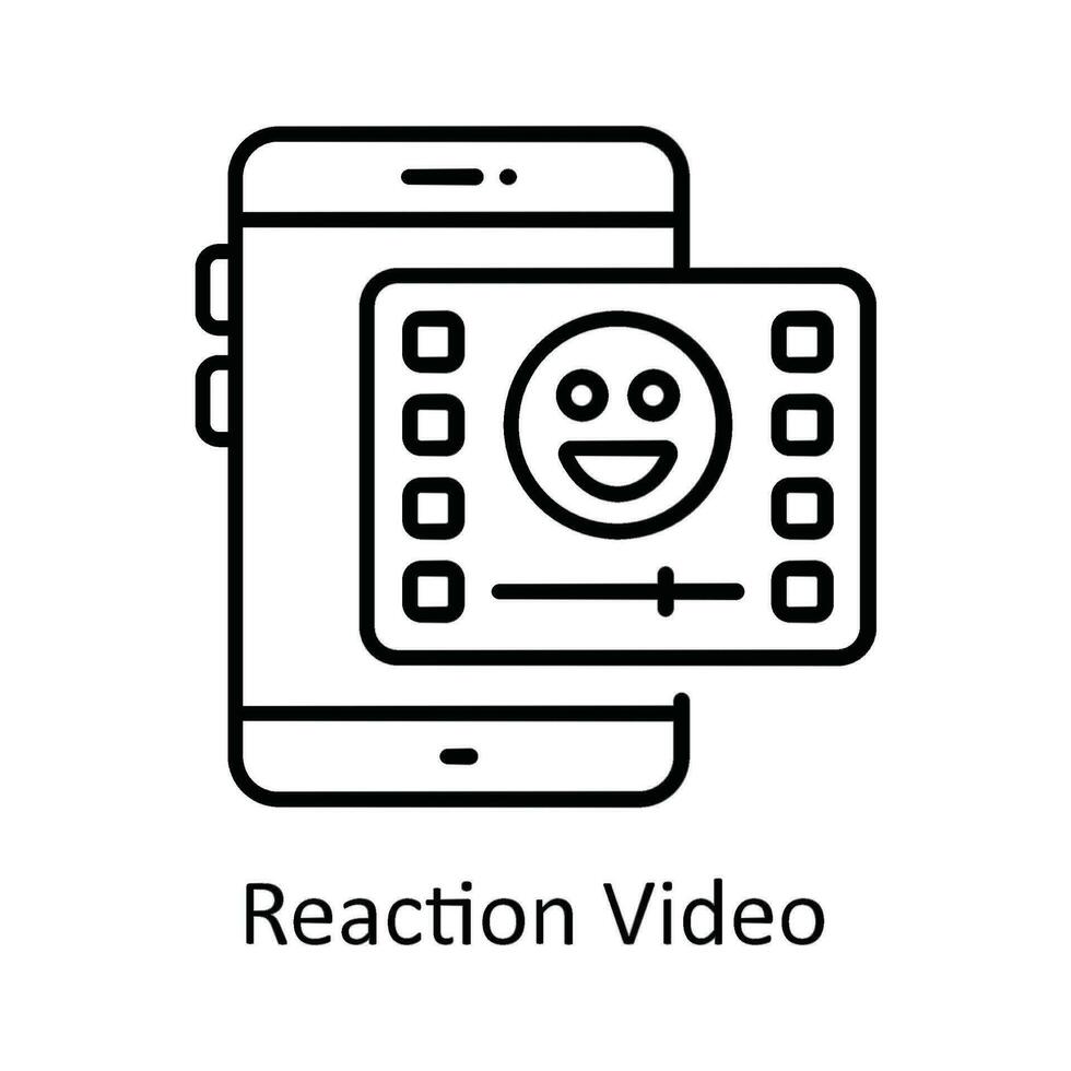 Reaction Video Vector   outline Icon Design illustration. Online streaming Symbol on White background EPS 10 File