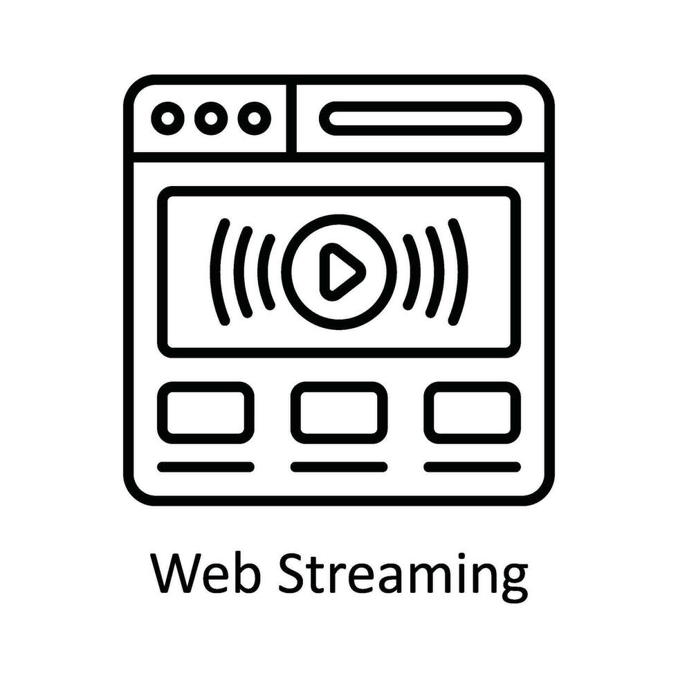 Web Streaming Vector   outline Icon Design illustration. Online streaming Symbol on White background EPS 10 File