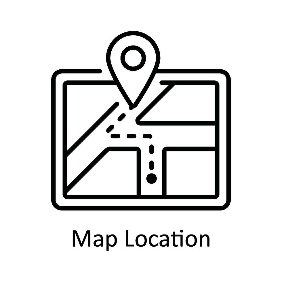 Map Location Vector  outline Icon Design illustration. Map and Navigation Symbol on White background EPS 10 File