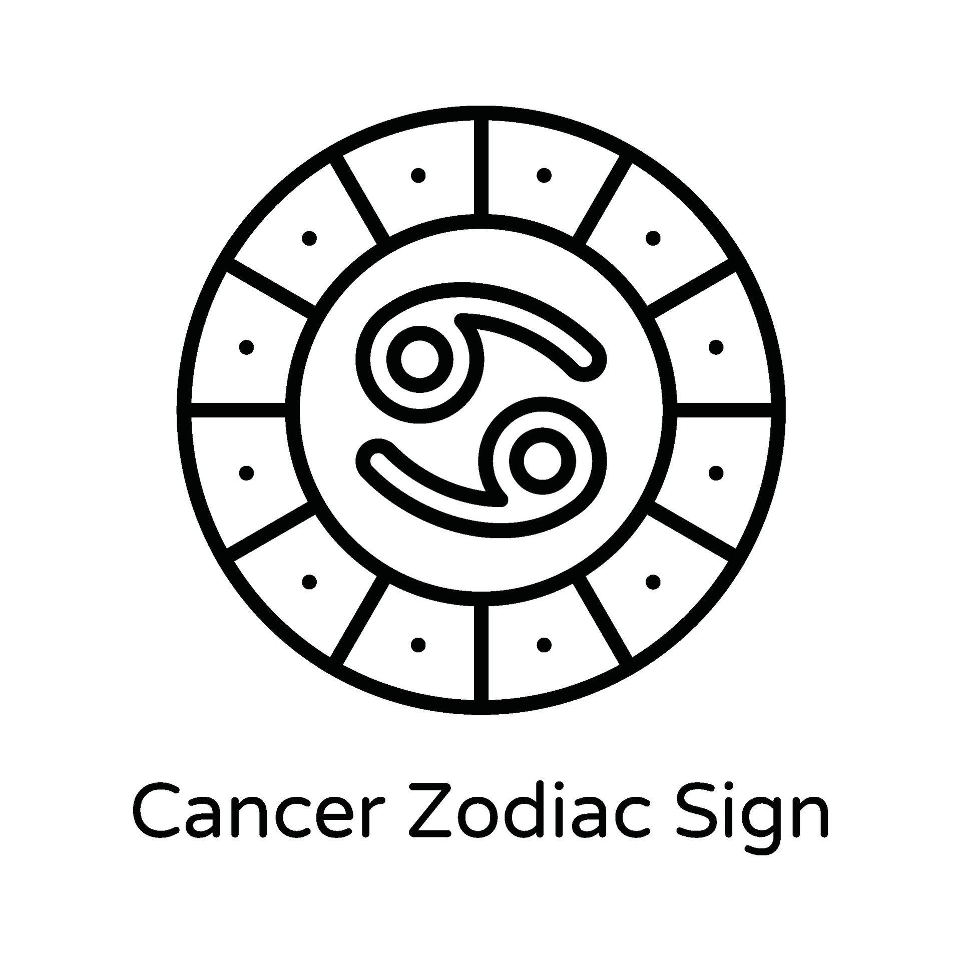 Cancer Zodiac Sign Vector outline Icon Design illustration. Astrology