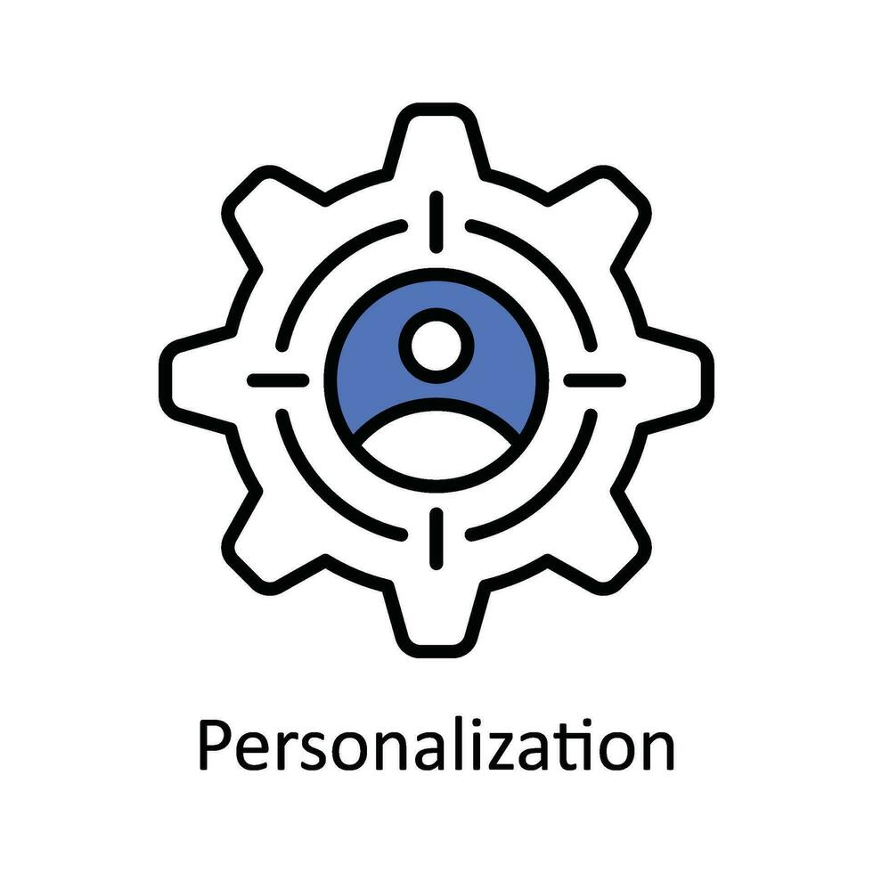 Personalization Vector  Fill outline Icon Design illustration. Online streaming Symbol on White background EPS 10 File