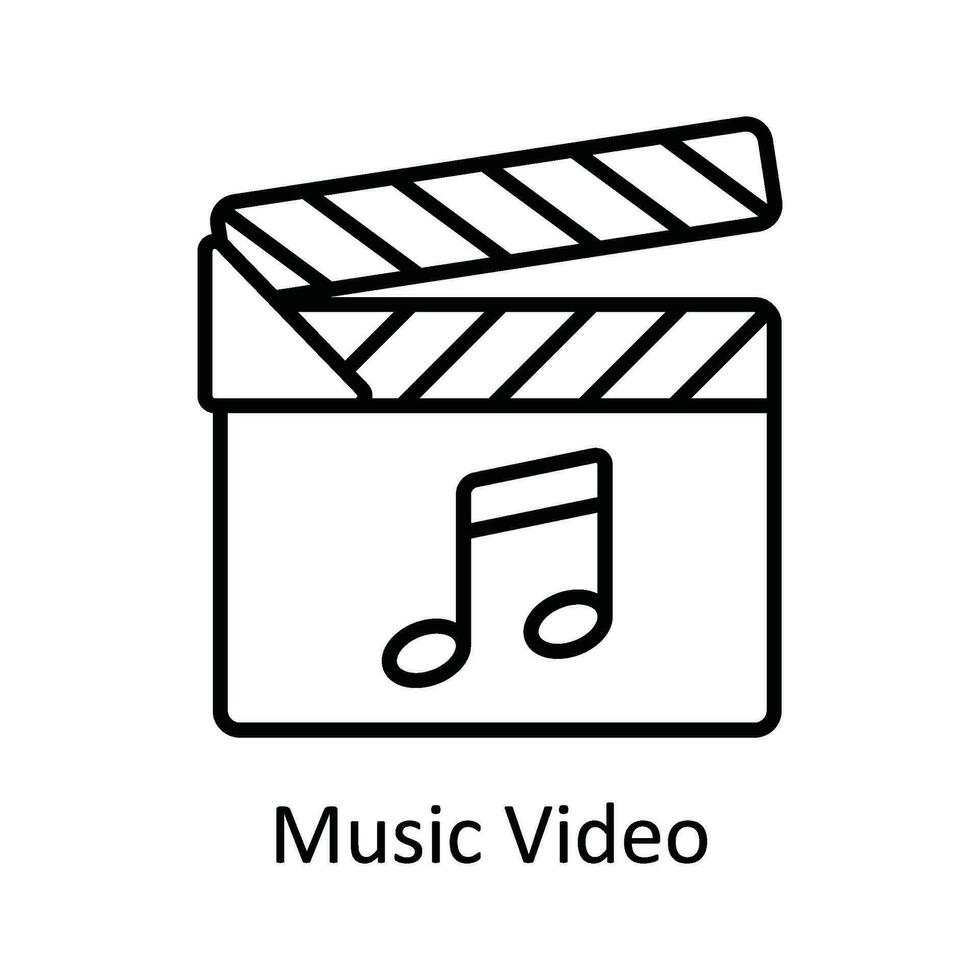 Music Video Vector   outline Icon Design illustration. Online streaming Symbol on White background EPS 10 File