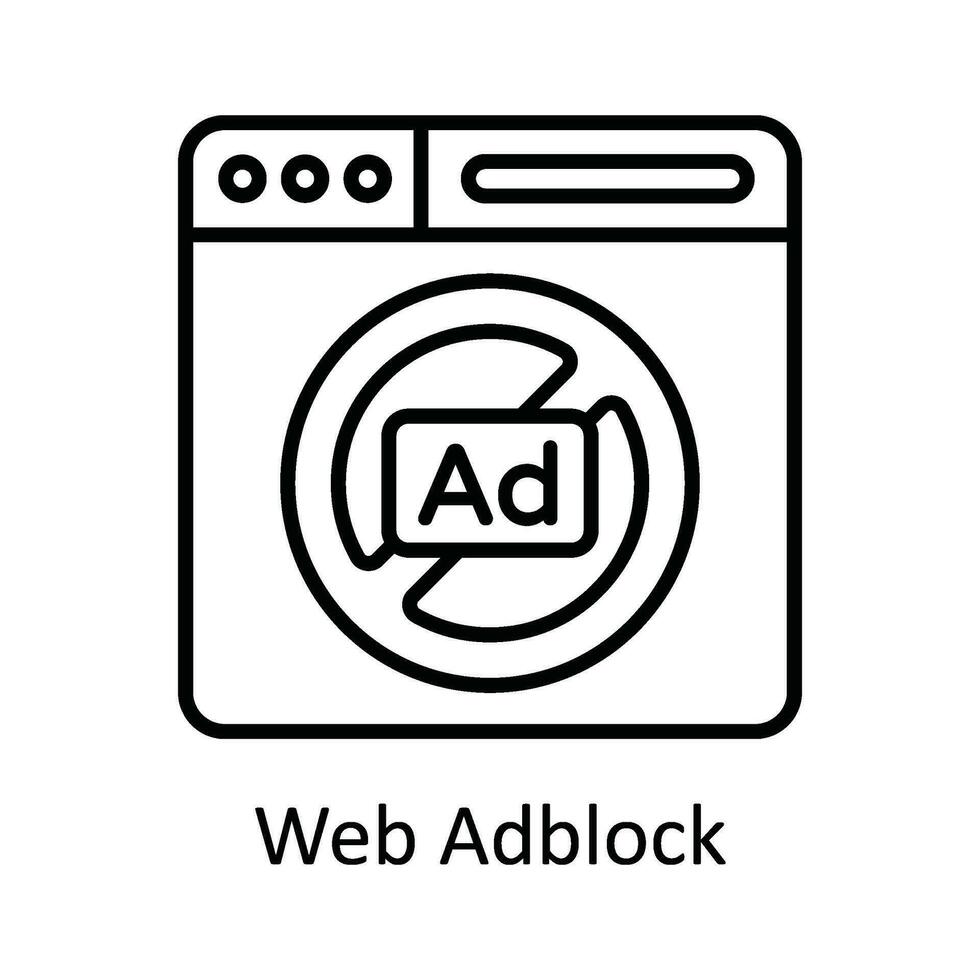Web Ad block Vector   outline Icon Design illustration. Online streaming Symbol on White background EPS 10 File