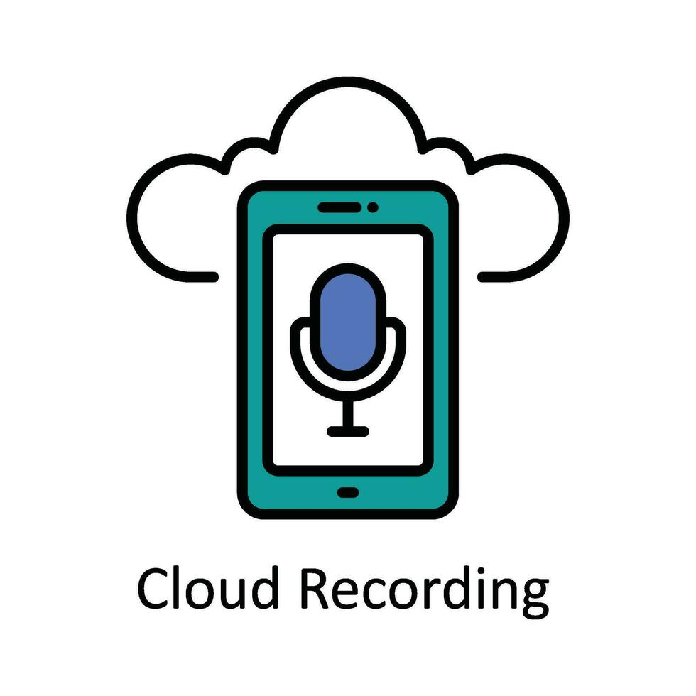 Cloud Recording Vector  Fill outline Icon Design illustration. Online streaming Symbol on White background EPS 10 File