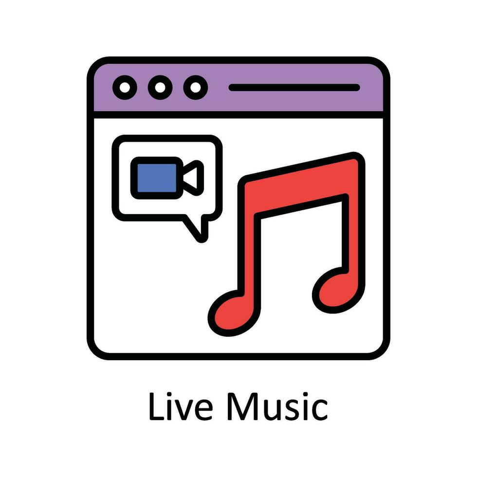 En Vivo música vector llenar contorno icono diseño ilustración. en línea transmisión símbolo en blanco antecedentes eps 10 archivo