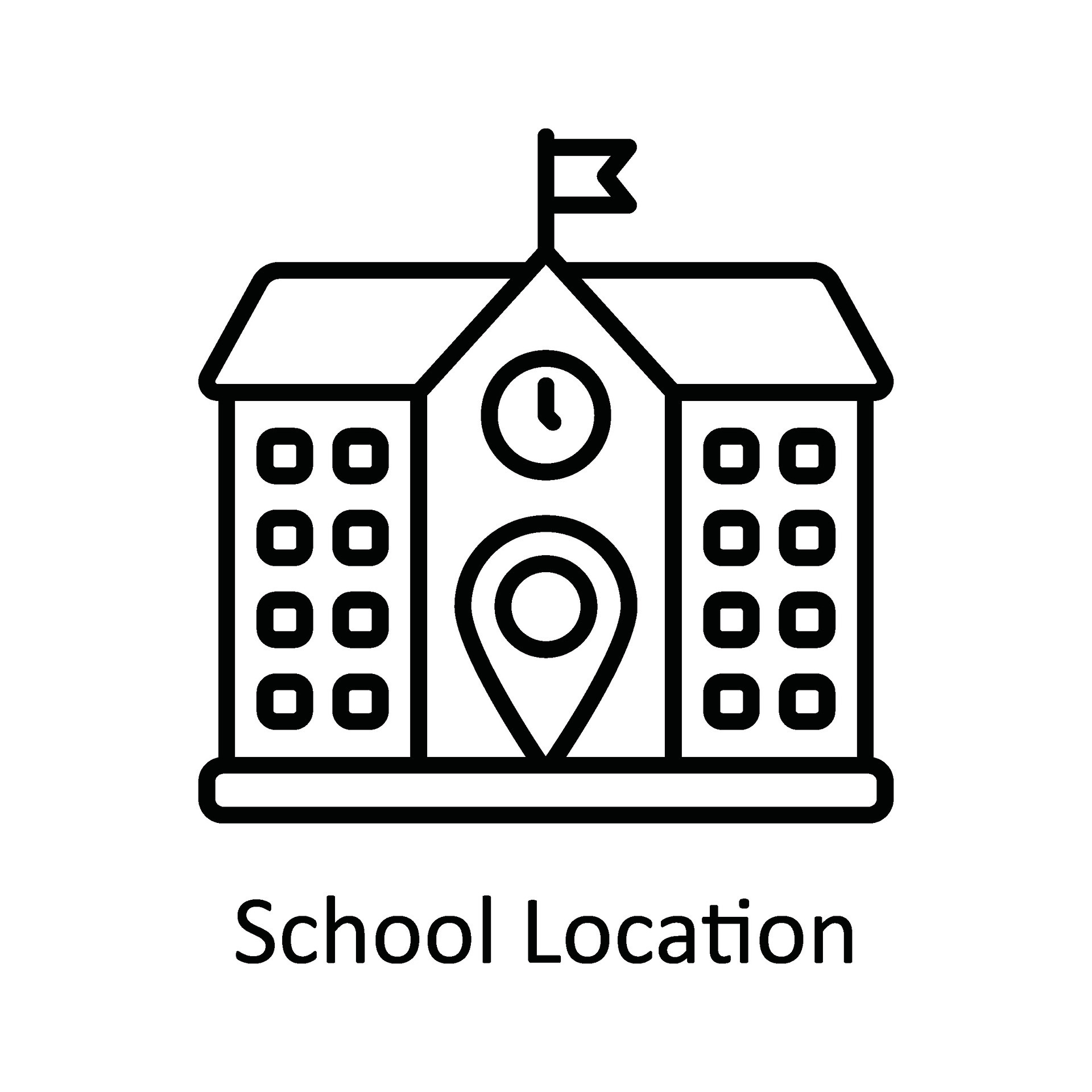 School Location Vector outline Icon Design illustration. Map and