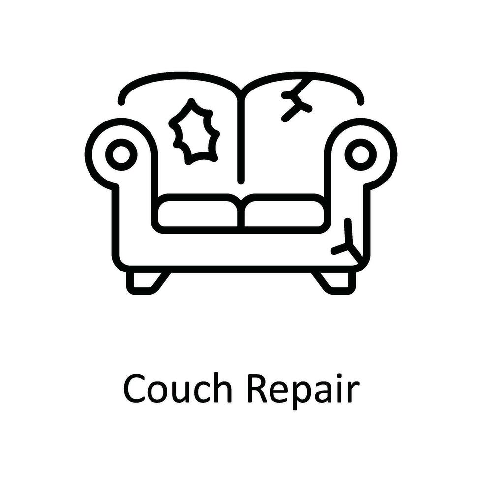 Couch Repair Vector  outline Icon Design illustration. Home Repair And Maintenance Symbol on White background EPS 10 File