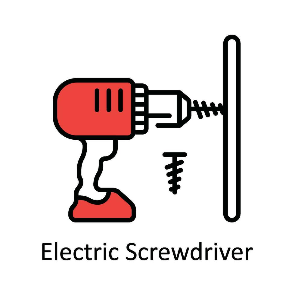 Electric Screwdriver Vector Fill outline Icon Design illustration. Home Repair And Maintenance Symbol on White background EPS 10 File