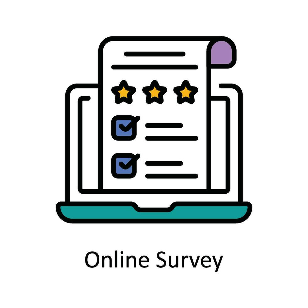 Online Survey Vector Fill outline Icon Design illustration. Digital Marketing  Symbol on White background EPS 10 File