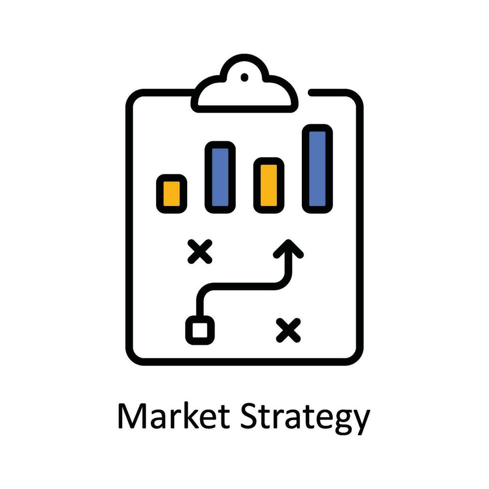 Market Strategy Vector Fill outline Icon Design illustration. Digital Marketing  Symbol on White background EPS 10 File