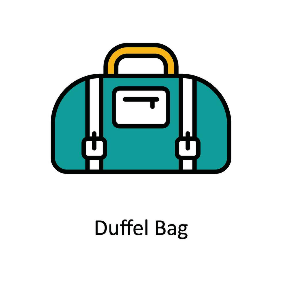 Duffel Bag Vector Fill outline Icon Design illustration. Travel and Hotel Symbol on White background EPS 10 File