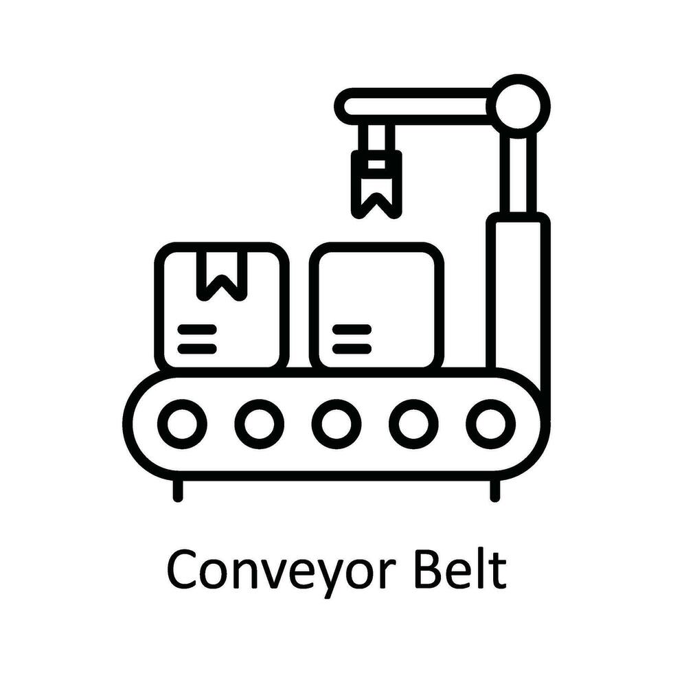 transportador cinturón vector contorno icono diseño ilustración. inteligente industrias símbolo en blanco antecedentes eps 10 archivo