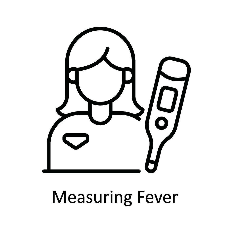 Measuring Fever Vector  outline Icon Design illustration. Pharmacy  Symbol on White background EPS 10 File