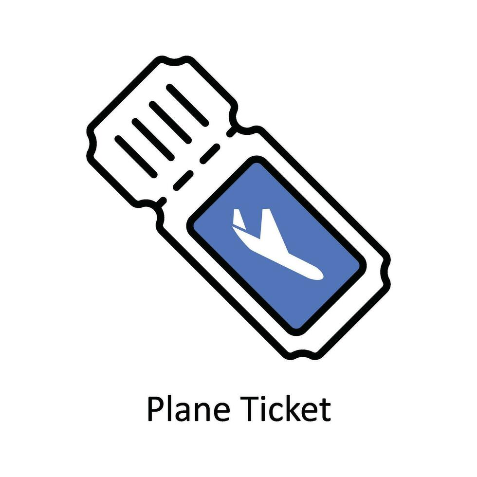 Plane Ticket Vector Fill outline Icon Design illustration. Travel and Hotel Symbol on White background EPS 10 File