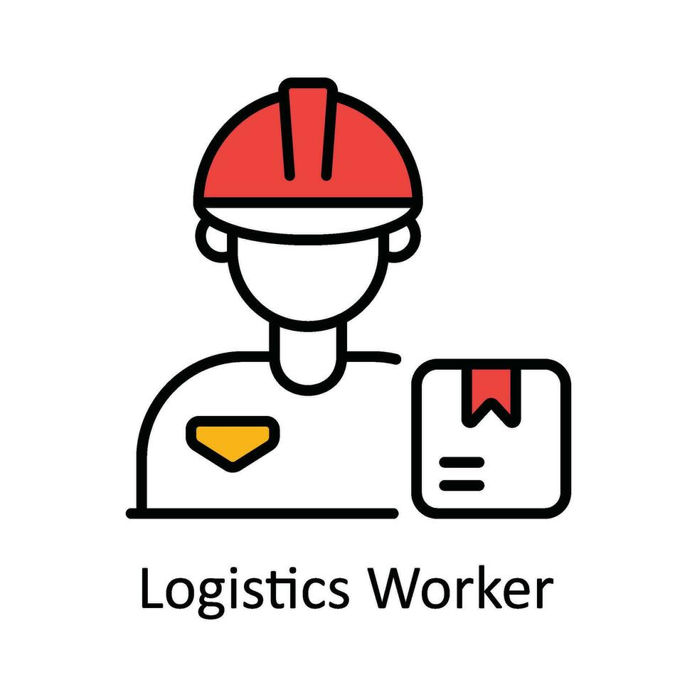 Logistics Worker Vector Fill outline Icon Design illustration. Smart Industries Symbol on White background EPS 10 File